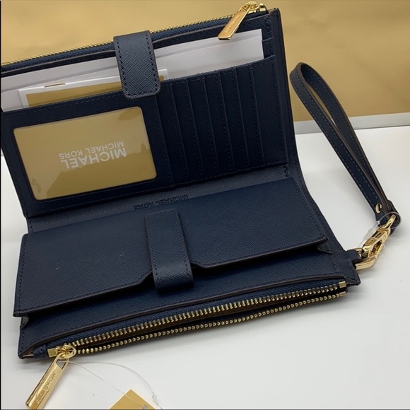 MICHAEL KORS LG DOUBLE ZIP WRISTLET NAVY - Picture 4 of 16